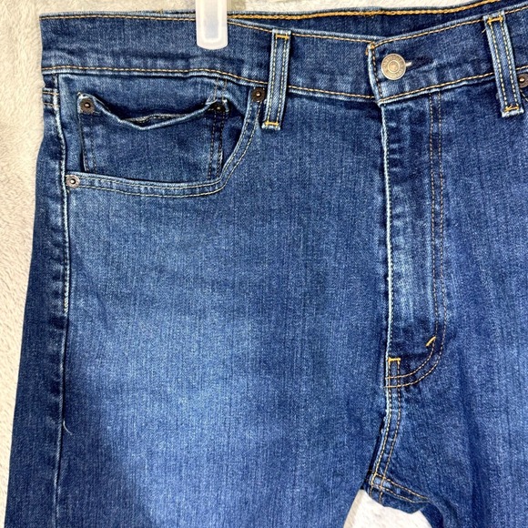 Levis 505 Men's Jeans 36 X 30 Blue Denim Stretch Mid-Rise Straight Leg M1057 - Picture 3 of 16